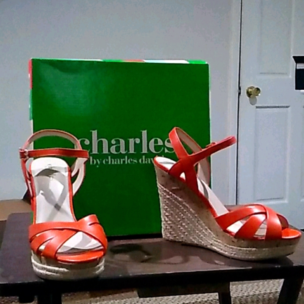 Burnt orange wedge heel shoes